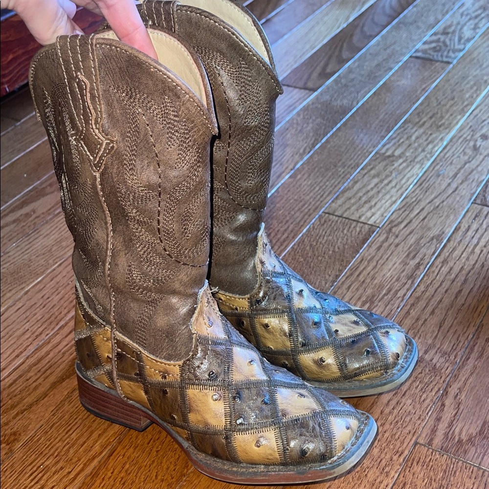 Roper Brown and Gold Kids Boots